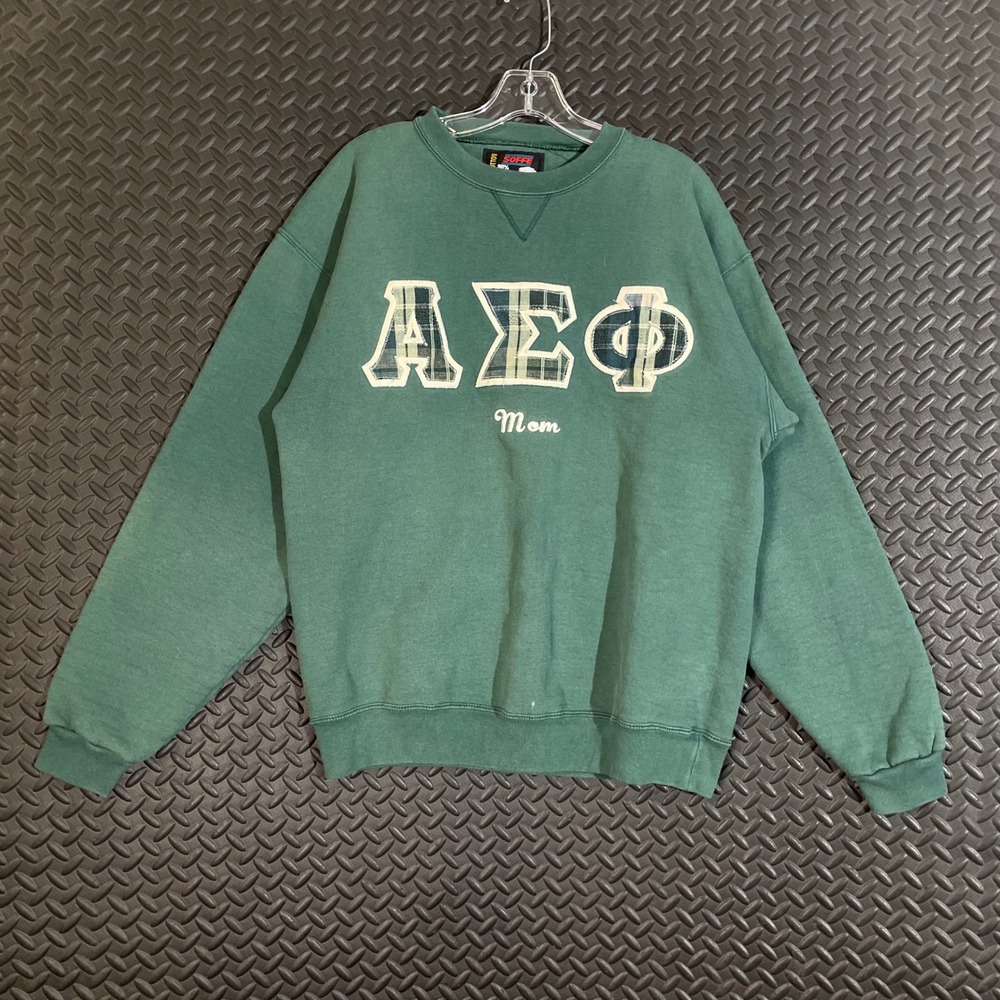 Alpha Epsilon Phi Soffe Heavy Cotton Green Crewneck Pullover Sweater Women's L - Picture 1 of 7